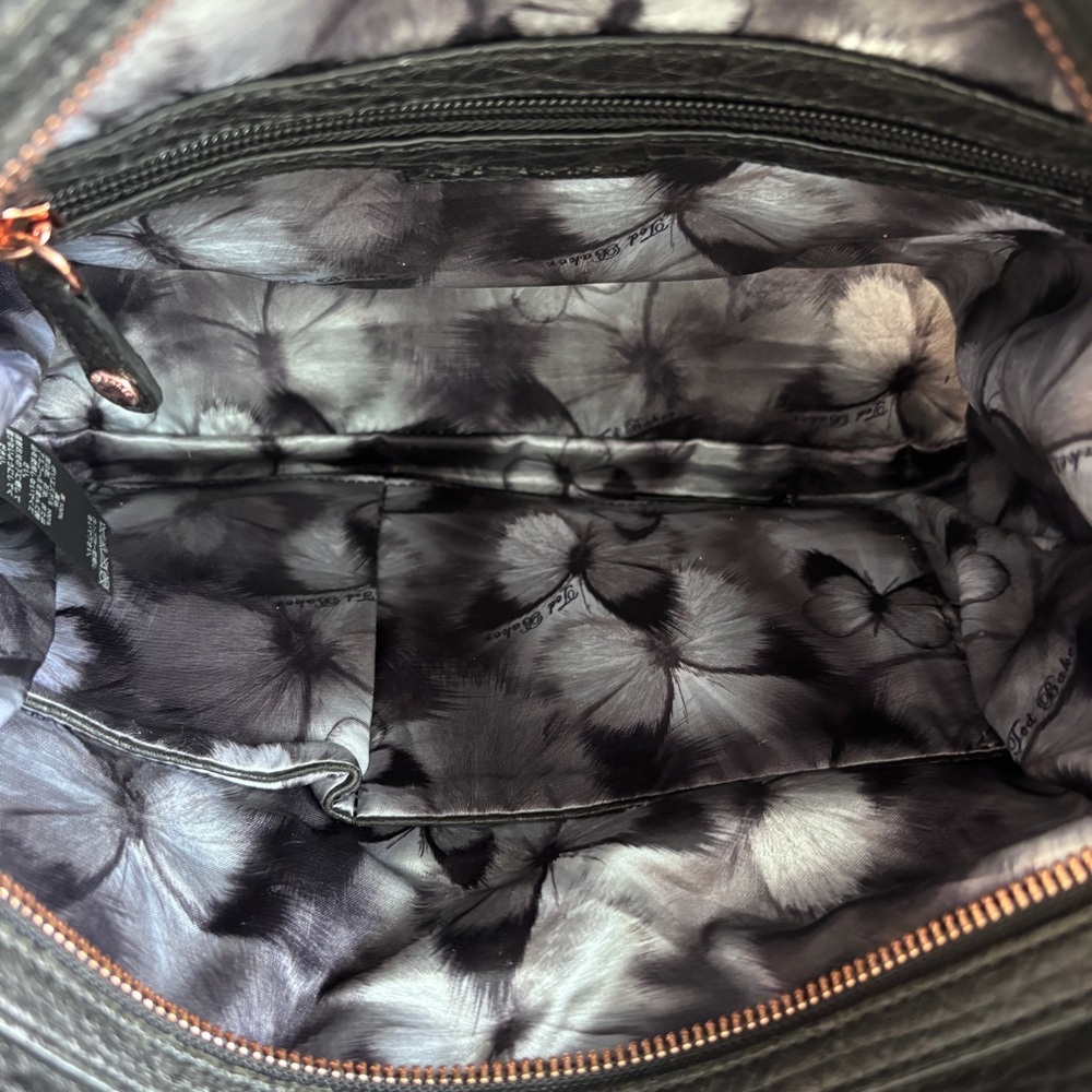 Ted Baker Black Pebble Leather Handbag Bow Detail Authentic - Picture 8 of 12
